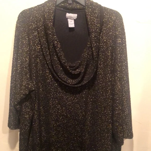 Catherines black & gold metallic cowl neck top. Size 3X - Picture 5 of 6